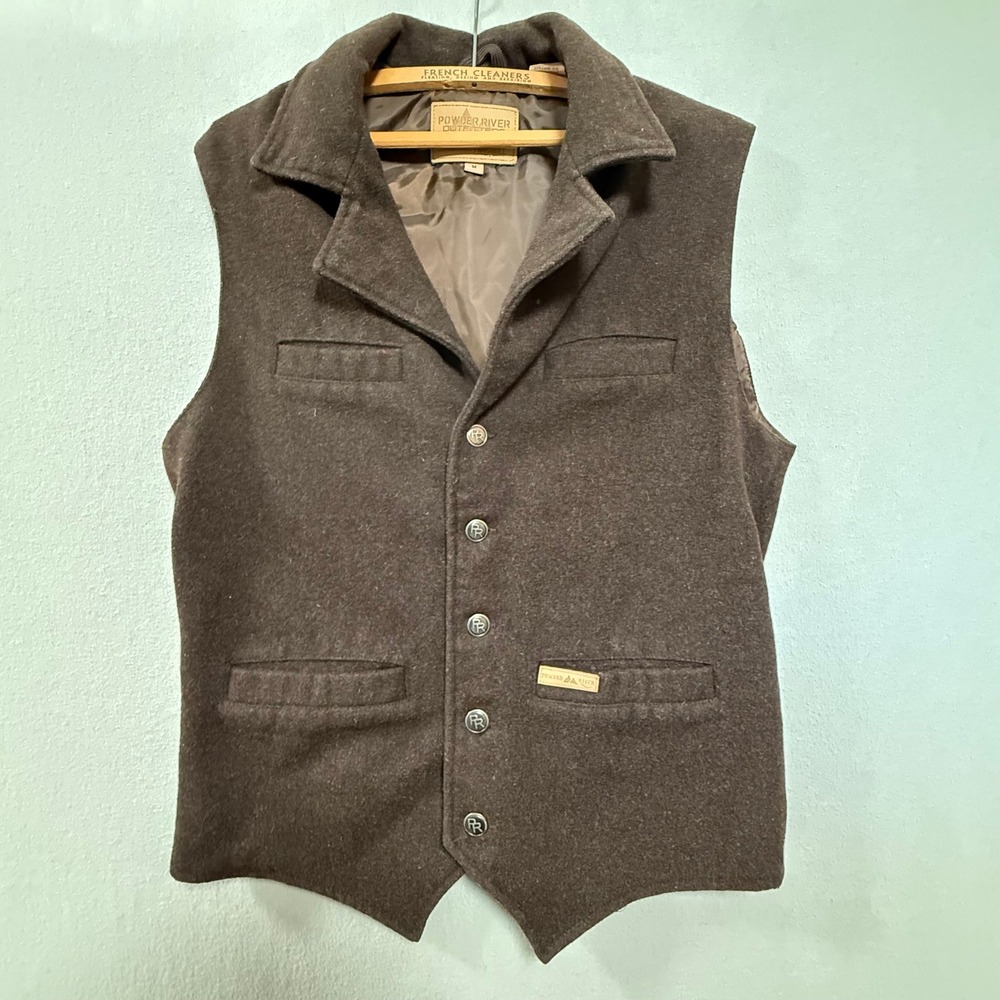 Powder River Outfitters Wool Blend Western Rugged Cowboy Ranch Vest Men Medium
